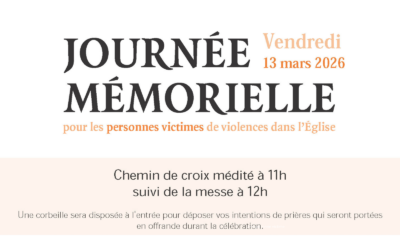 13 mars : journée mémorielle pour les victimes de violences au sein de l’Église