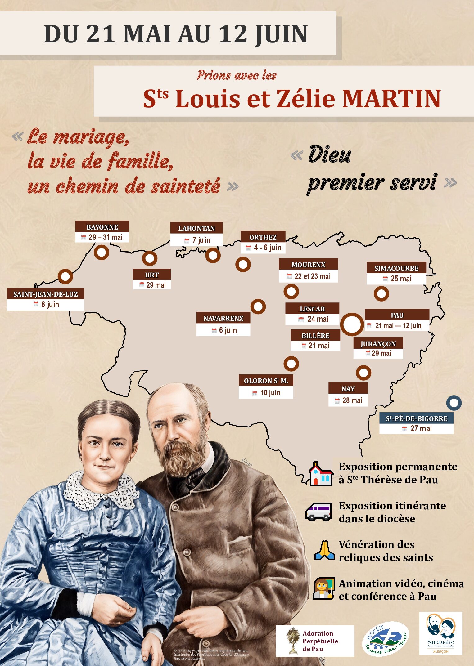 Prions avec les Saints Louis et Zélie Martin du 21 mai au 12 juin 2026