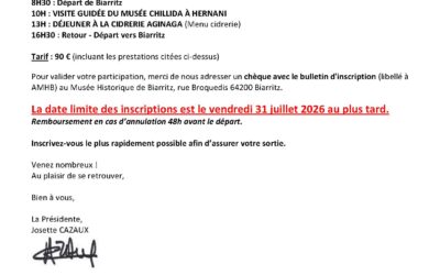 Journée culturelle au musée Chillida Leku et en cidrerie- organisée par le musée historique de Biarritz