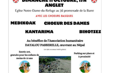 Concert en l&rsquo;église Notre-Dame du Refuge à Anglet au bénéfice des sinistrés du Népal